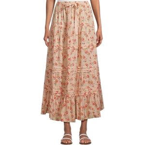 NWT THE GREAT Cream and Pink Floral Pastoral Midi Skirt W/ Tie Front Sz 3 / L
